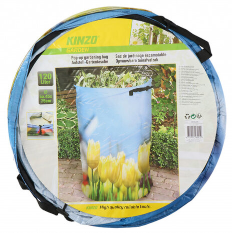 tuinafvalzak pop-up bloemenprint 120 liter 75 cm blauw