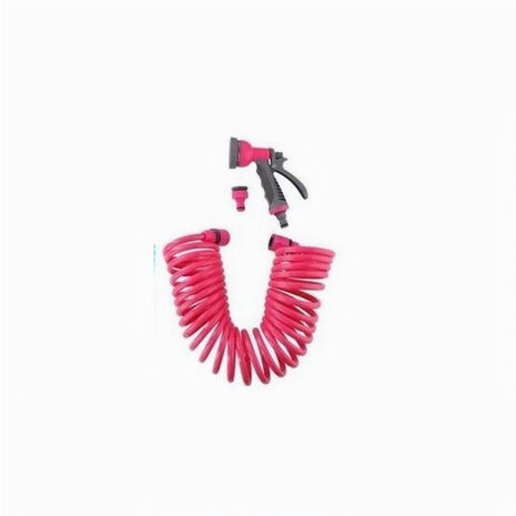 spiraaltuinslangset 7,5 m roze