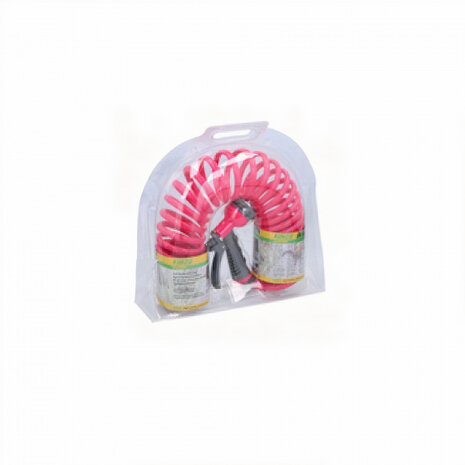 spiraaltuinslangset 7,5 m roze