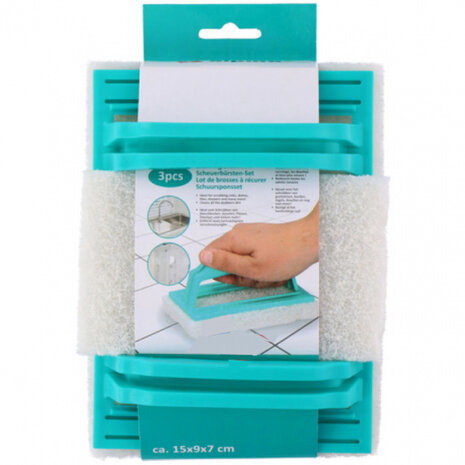 schuursponzen set 3 stuks blauw 15 x 9 x 7 cm