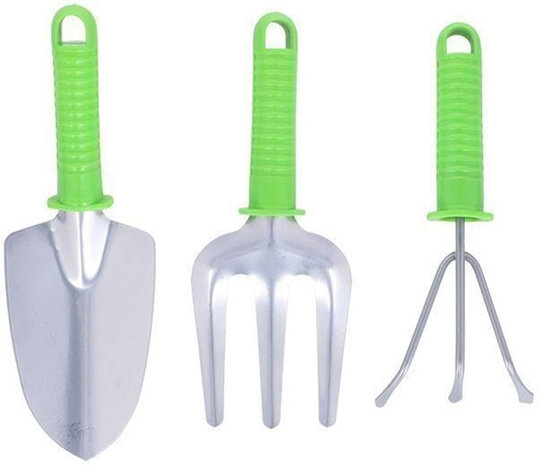tuingereedschap 37 x 6 x 13 cm groen/zilver 3-delig