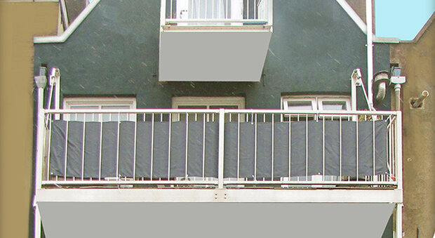 balkonscherm 445x76 cm polyester donkergrijs