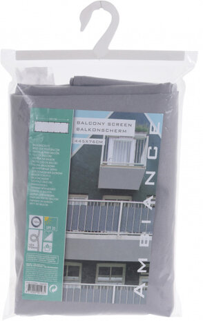 balkonscherm 445x76 cm polyester grijs