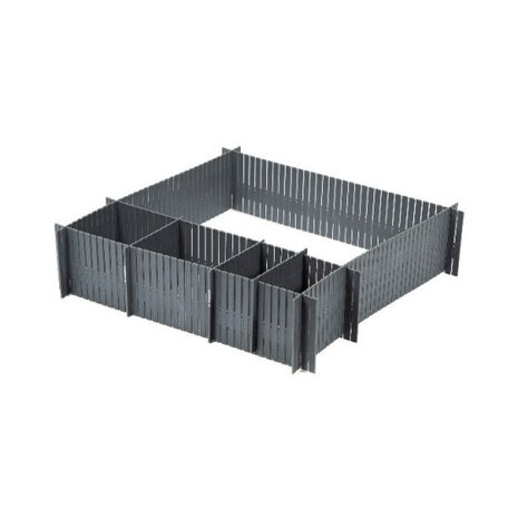 ladeverdelers 44 x 10 cm polypropyleen grijs 6 stuks