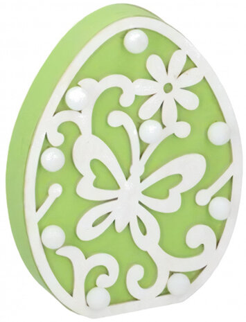 decoratieverlichting Ei led 18 cm hout groen