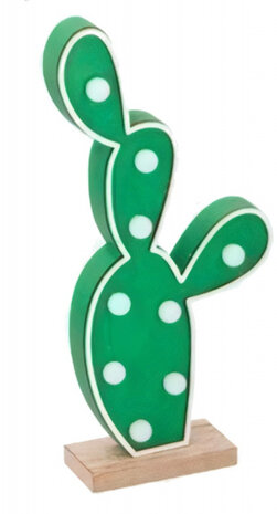 decoratieverlichting Cactus led 24 cm hout groen