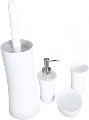 toiletaccessoire-set staal wit 4-delig