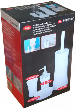 toiletaccessoire-set staal wit 4-delig