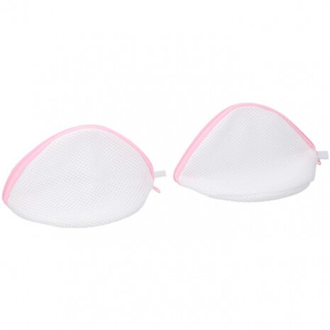 waszakken BH 23 x 18 x 14,5 cm nylon wit/roze 2 stuks