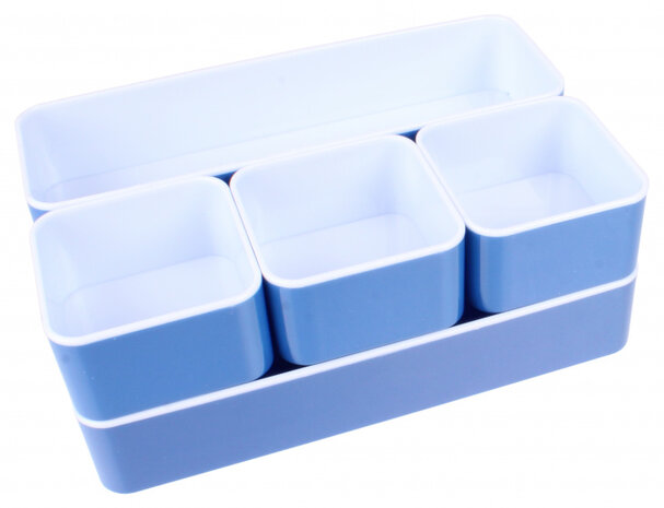 opbergset 23 x 30,5 x 4,5 mm PVC blauw/wit 5-delig