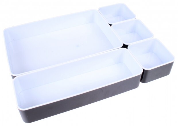 opbergset 23 x 30,5 x 4,5 mm PVC zwart/wit 5-delig