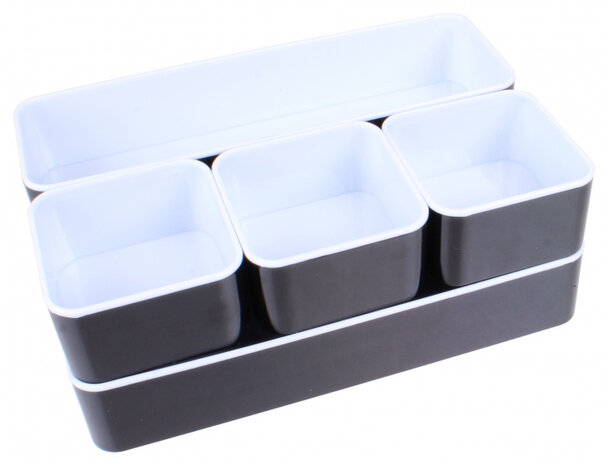 opbergset 23 x 30,5 x 4,5 mm PVC zwart/wit 5-delig