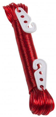 waslijn 20 meter PVC rood 3-delig
