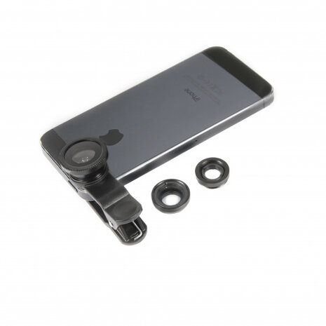 lenzenset telefoon 3 lenzen zwart 7-delig
