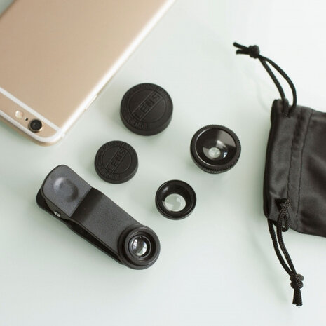 lenzenset telefoon 3 lenzen zwart 7-delig