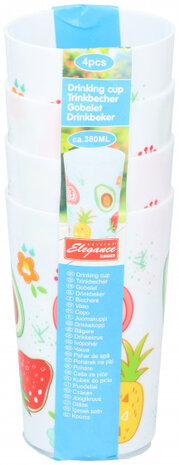 drinkbeker 380 ml polypropyleen wit 4 stuks