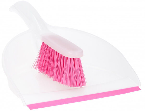 stoffer en blik 31 x 22 cm polypropyleen wit/roze