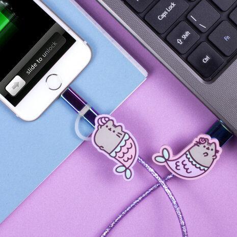 USB-oplaadkabel Zeemeermin 105 cm paars