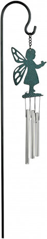 windgong Fee 45 cm staal groen/zilver 3-delig