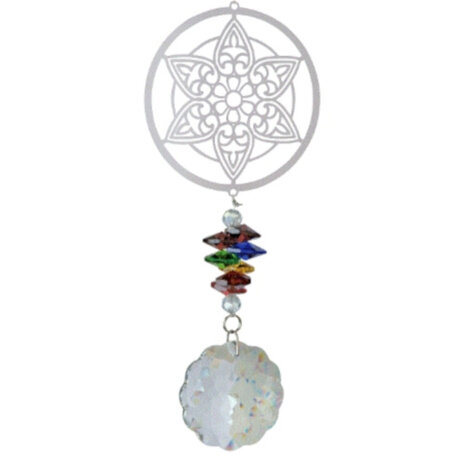 windspinner Magic Mandala 40 cm glas zilver