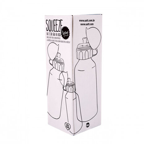 drinkfles Squeeze uilen 600 ml 22,5 cm staal wit