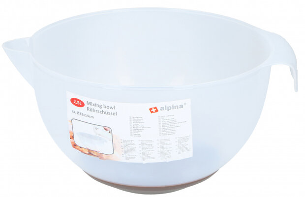 beslagkom 23 cm polypropeen 2,5 liter wit/bruin