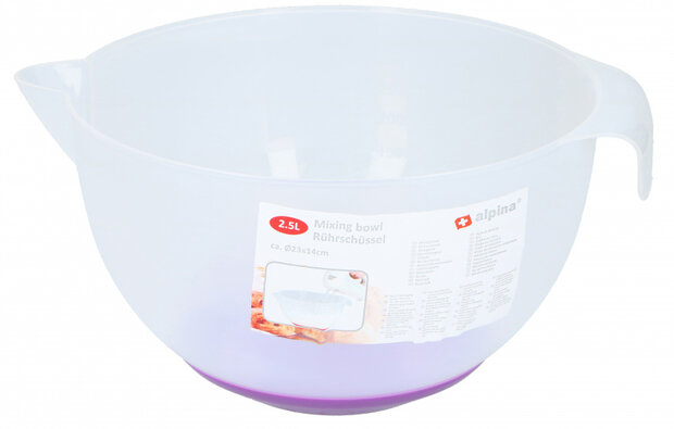beslagkom 23 cm polypropeen 2,5 liter wit/paars