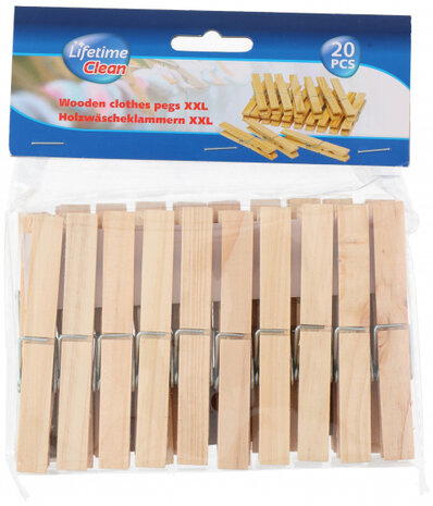 wasknijpers 9,5 cm hout bruin 20 stuks