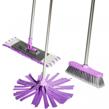 schoonmaakset 120 cm paars 5-delig