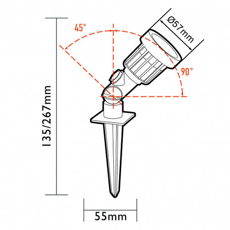 buitenspot Dominica 400lm 4,5W 230V 135/267 cm zwart