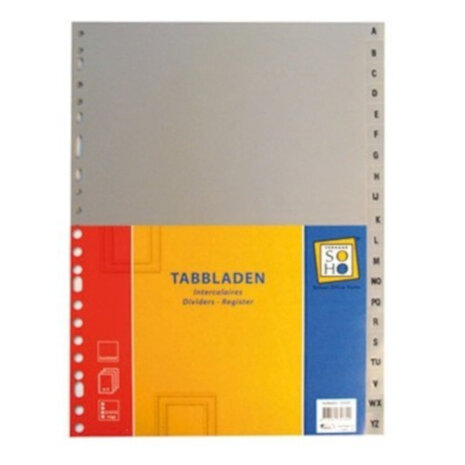 tabbladen A tot Z 23-rings A4 grijs 26 stuks