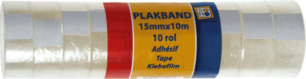 plakband 15 mm transparant 10 meter 10 stuks