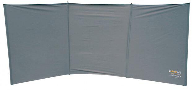 windscherm 3-vlaks 375 x 150 cm polyester/staal grijs