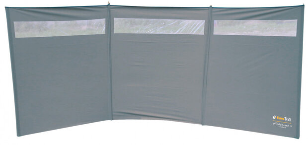 windscherm raam 375 x 150 cm polyester/staal grijs