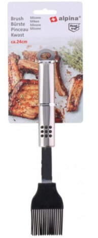 barbecuekwast 24 cm RVS/polypropyleen zilver/zwart