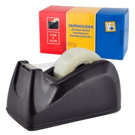 plakbandhouder 12 x 5,5 cm zwart 2-delig