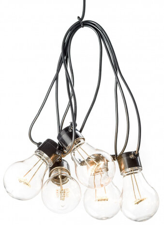 lichtsnoer 10 led 2400K IP44 amber 14,5 meter zwart