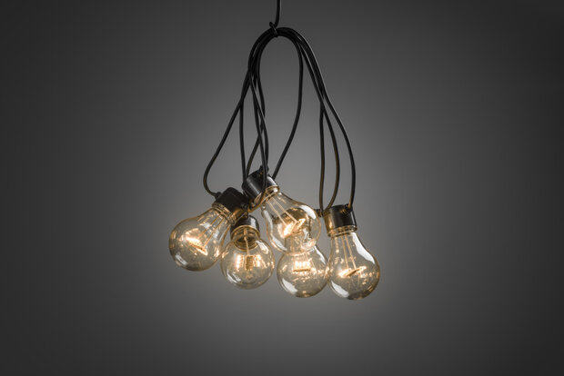 lichtsnoer 10 led 2400K IP44 amber 14,5 meter zwart