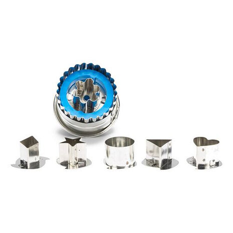 uitsteekvormen Linzer 5 cm rvs zilver 7-delig