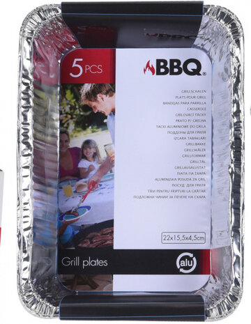 bereidingsbakjes 22 x 15,5 cm aluminium zilver 5 stuks