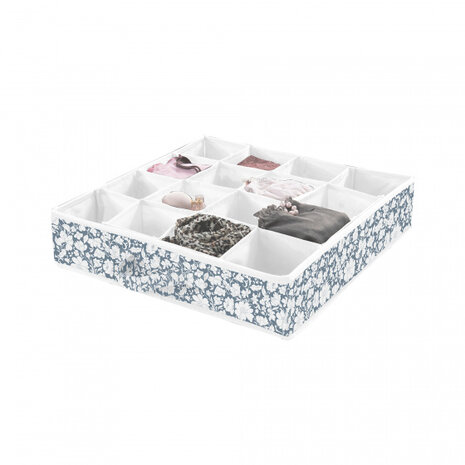 opberglade Vicky 16 vakjes 40 x 40 x 9 cm blauw/wit