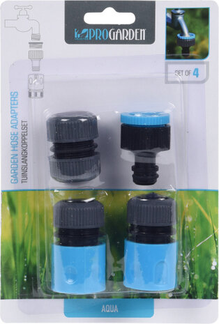 tuinslangkoppelsets polypropyleen/rubber 4 stuks