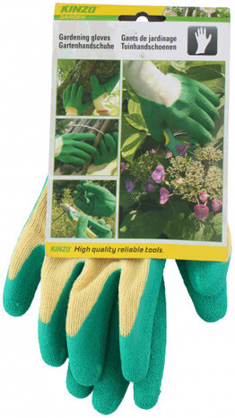 tuinhandschoenen textiel/latex geel/groen maat 10