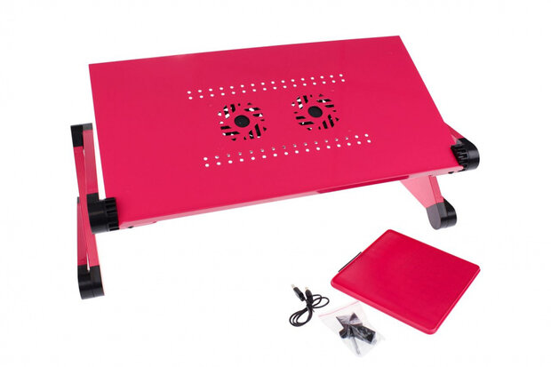 laptopstandaard 42 x 26 cm ABS/aluminium roze
