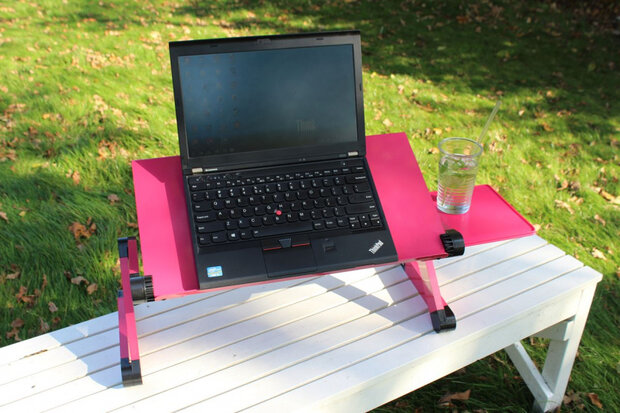 laptopstandaard 42 x 26 cm ABS/aluminium roze