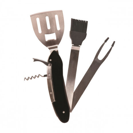 barbecue-multitool 5-in-1 RVS 30 cm zwart/zilver