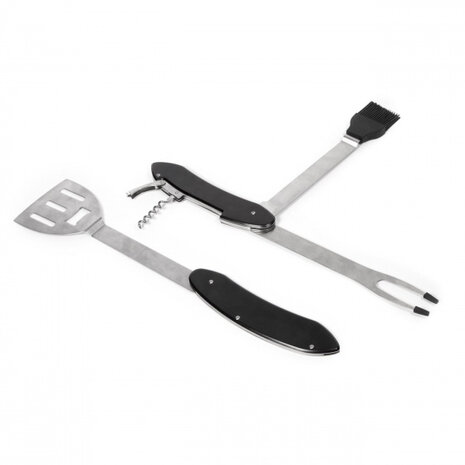 barbecue-multitool 5-in-1 RVS 30 cm zwart/zilver