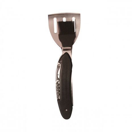 barbecue-multitool 5-in-1 RVS 30 cm zwart/zilver