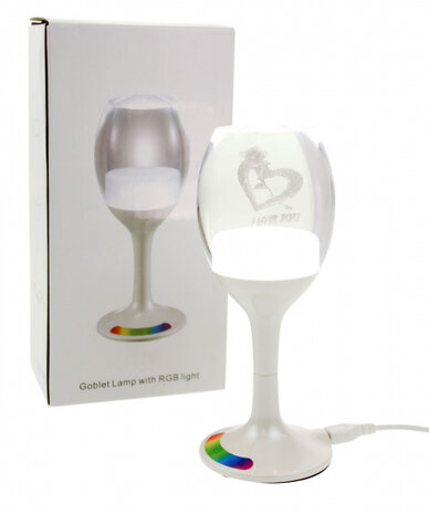 Love Lamp moodlight led wijnglas 17 x 7 cm wit