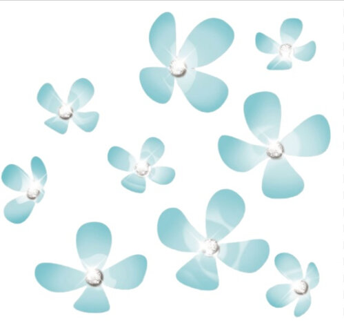 3D-muurstickers Flower PVC blauw 18-delig